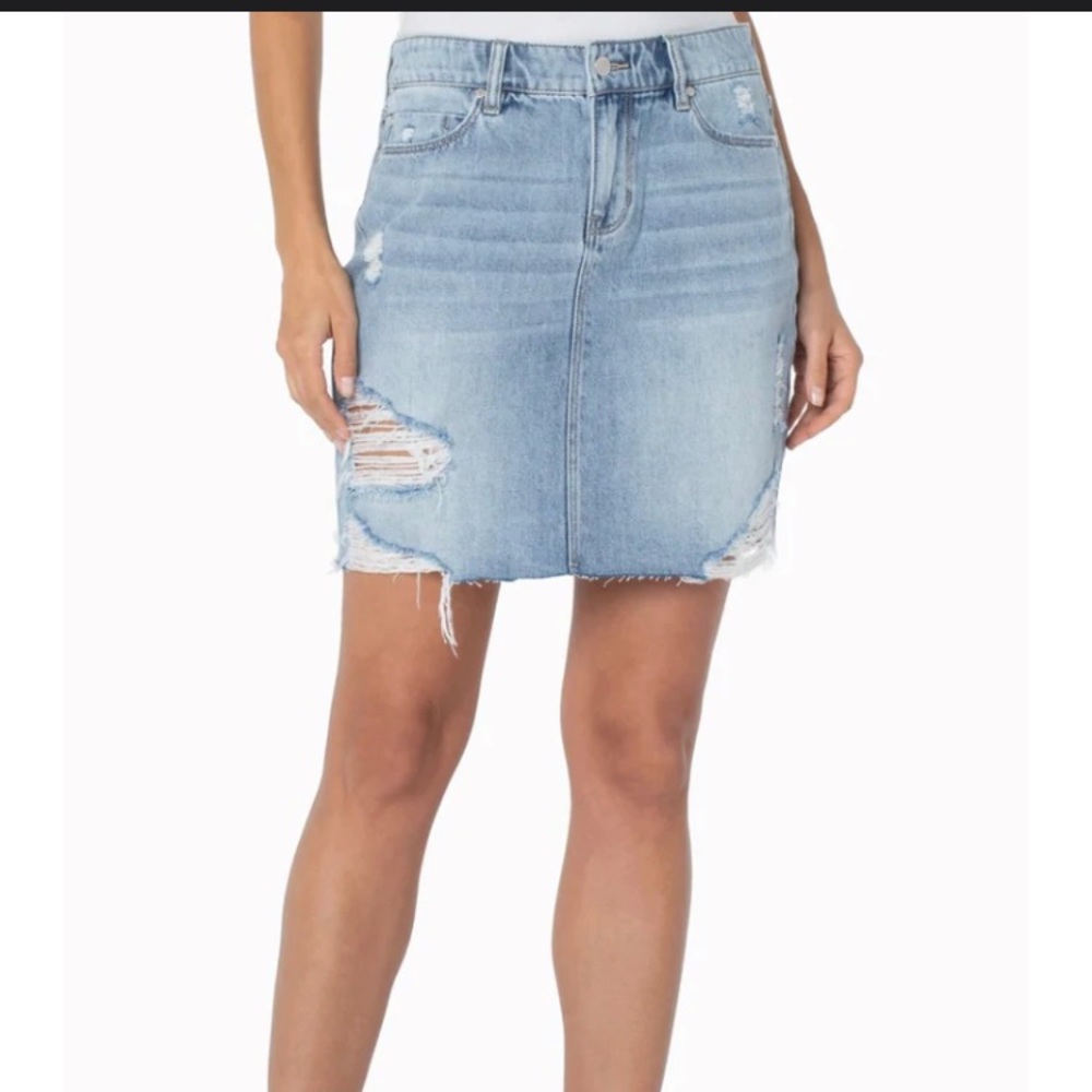 Liverpool Fray Edge Denim Skirt in Primrose Wash Size 10